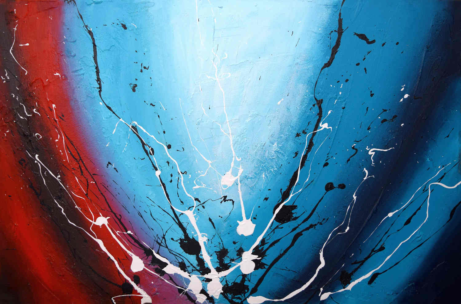 when love and hate collide abstract painting in turquoise and red